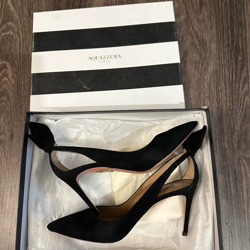 Aquazzura Elegant Black Suede Heels